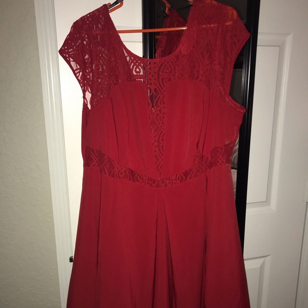 Sexy lace fit and flare red dress